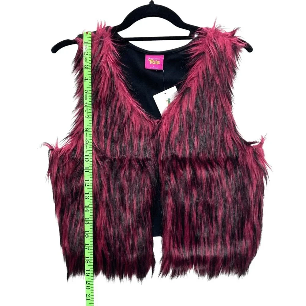 Dreamworks Trolls Faux‎ Fur Vest, Girl's Size Large, Halloween Costume, NEW